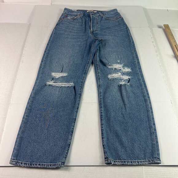 Levi's Jeans Women's 27x26* Ribcage High Rise Straight Ankle Blue Denim Tag 27 - Picture 1 of 16